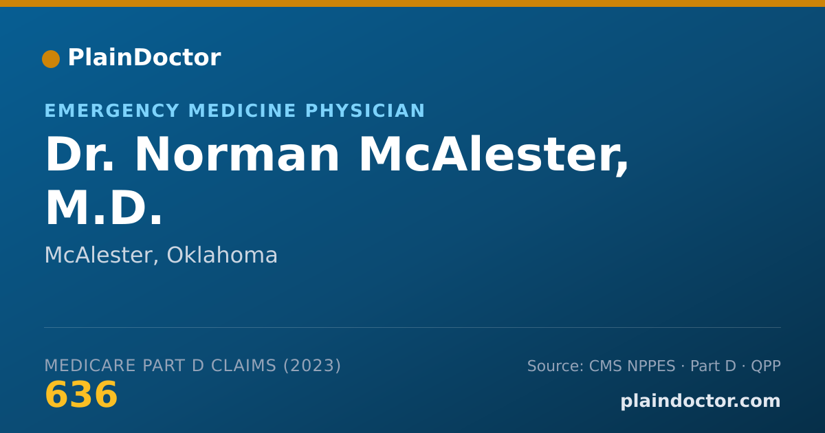 Shareable card for Norman McAlester, M.D. - Emergency Medicine Physician, McAlester, OK