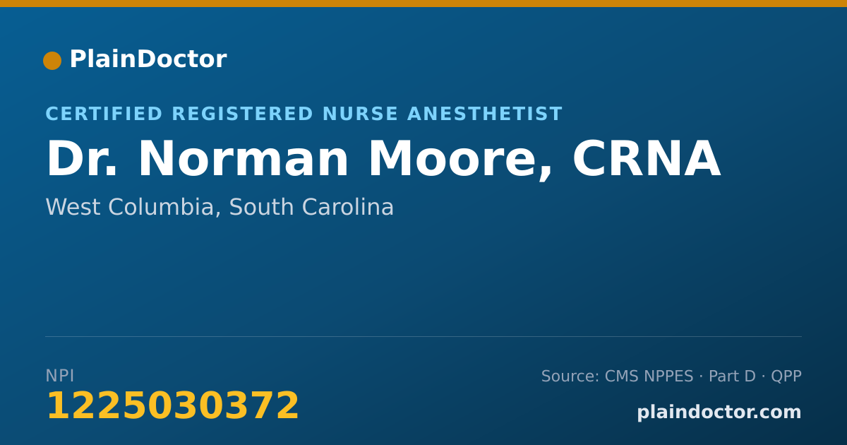 Shareable card for Norman Moore, CRNA - Certified Registered Nurse Anesthetist, West Columbia, SC