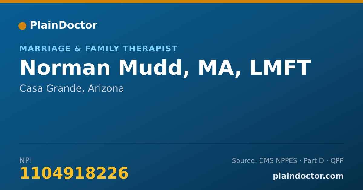 Shareable card for Norman Mudd, MA, LMFT - Marriage & Family Therapist, Casa Grande, AZ