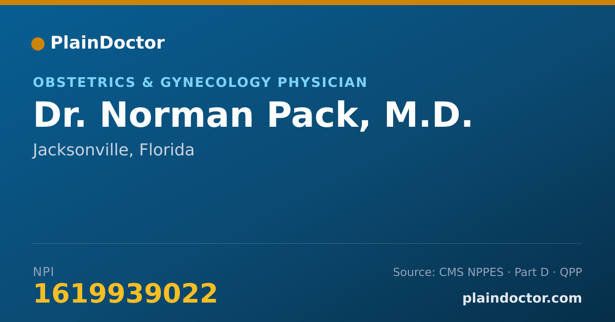 Shareable card for Norman Pack, M.D. - Obstetrics & Gynecology Physician, Jacksonville, FL