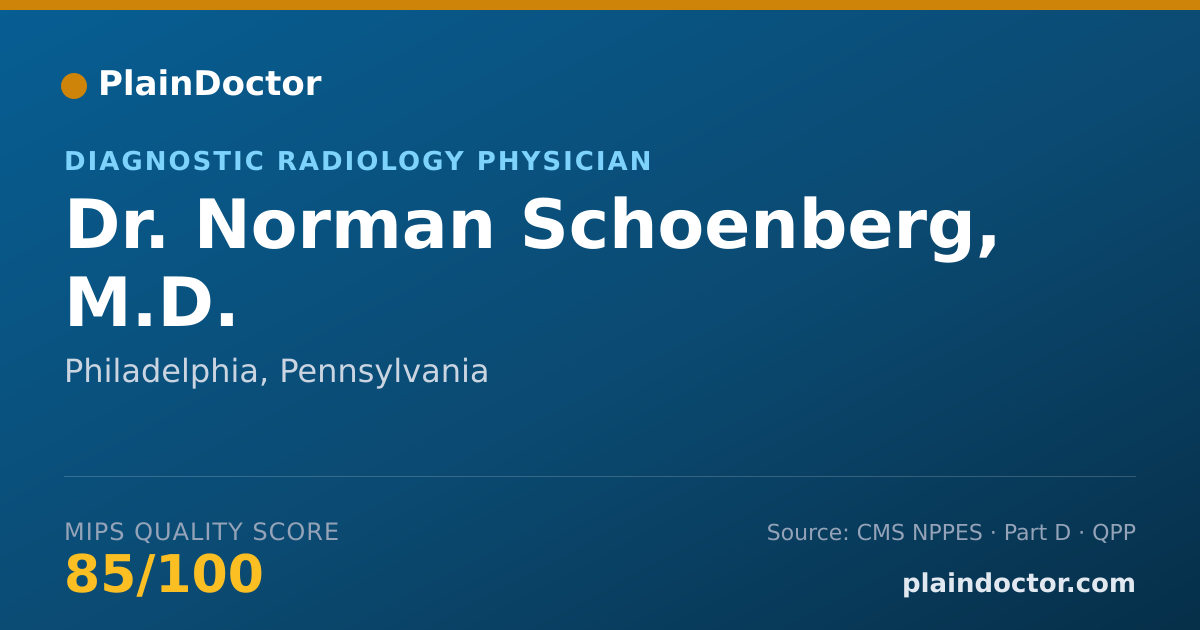 Shareable card for Norman Schoenberg, M.D. - Diagnostic Radiology Physician, Philadelphia, PA