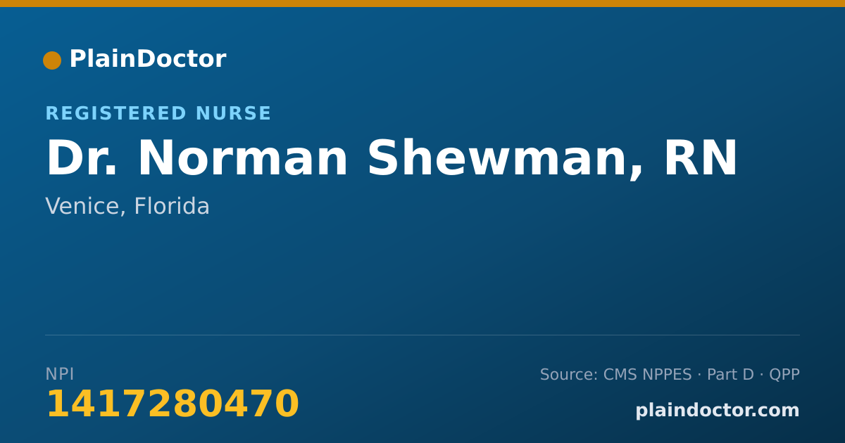 Shareable card for Norman Shewman, RN - Registered Nurse, Venice, FL