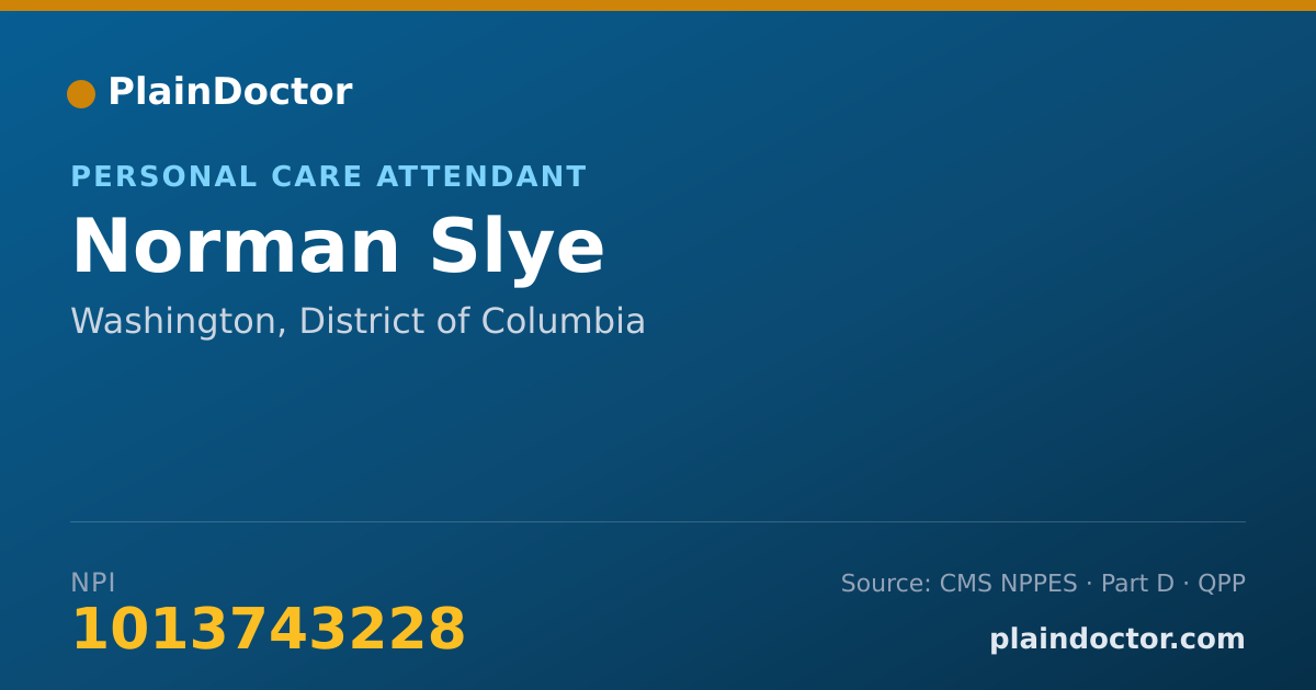 Shareable card for Norman Slye - Personal Care Attendant, Washington, DC
