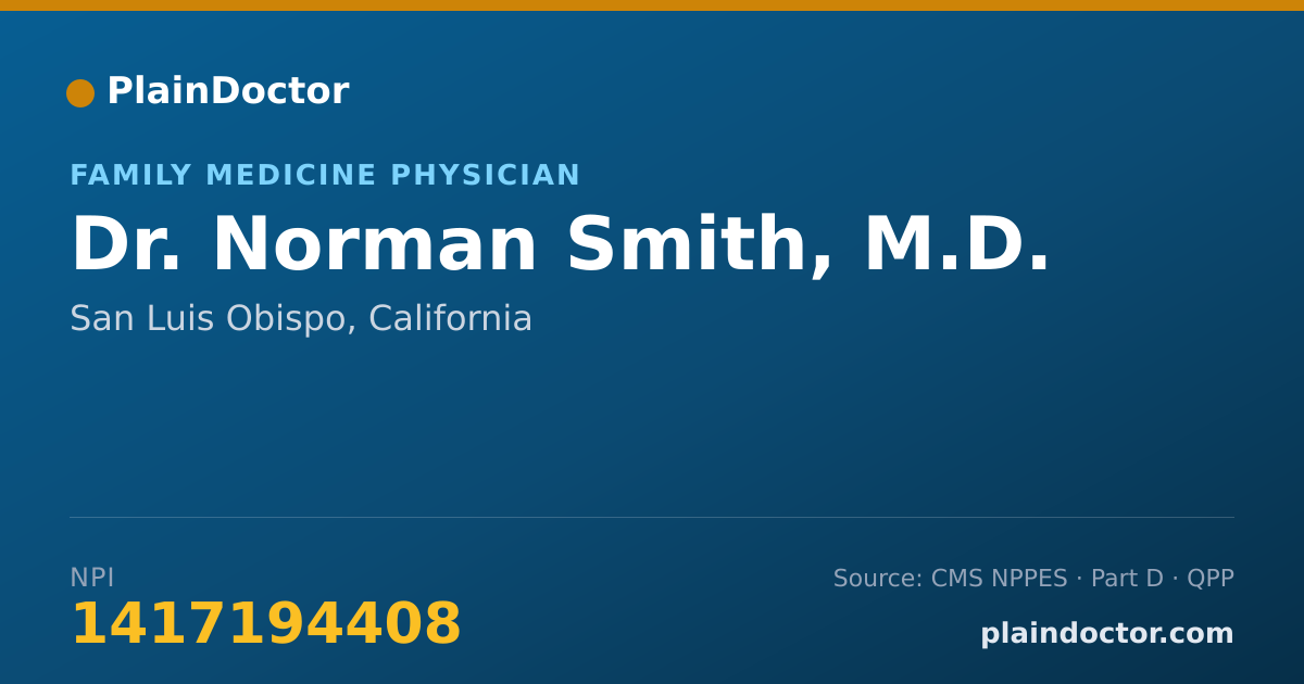 Shareable card for Norman Smith, M.D. - Family Medicine Physician, San Luis Obispo, CA