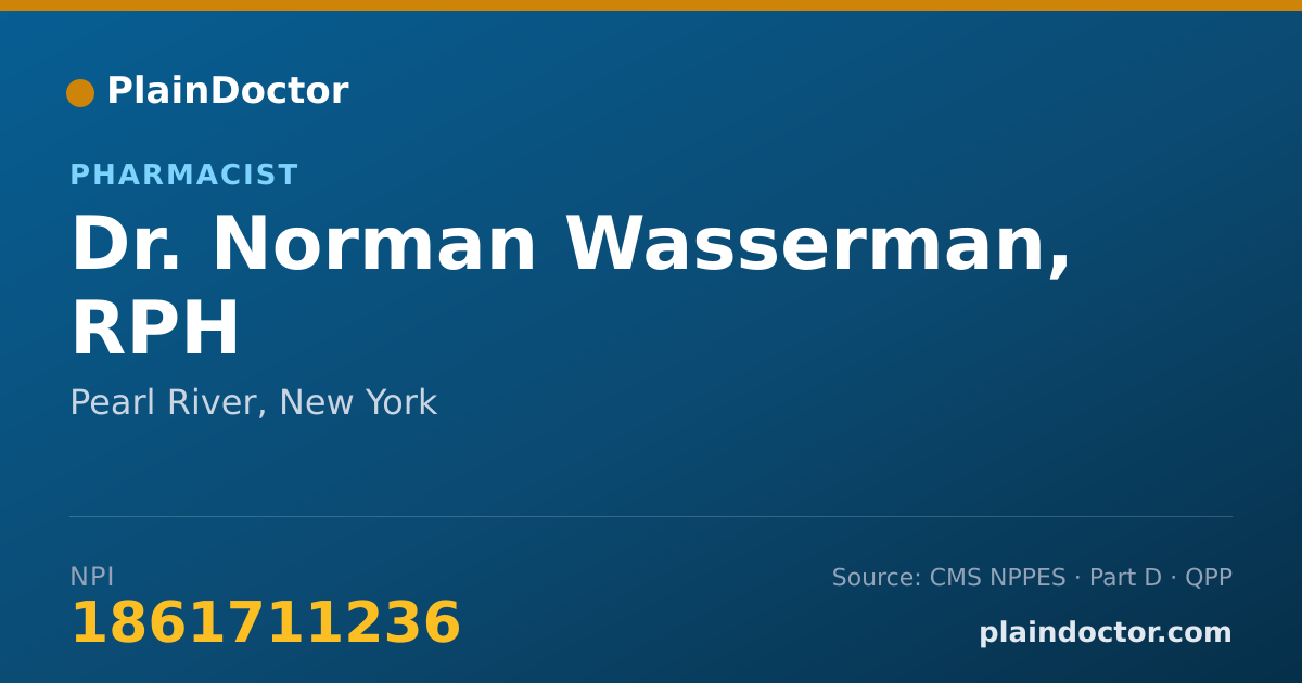 Shareable card for Norman Wasserman, RPH - Pharmacist, Pearl River, NY