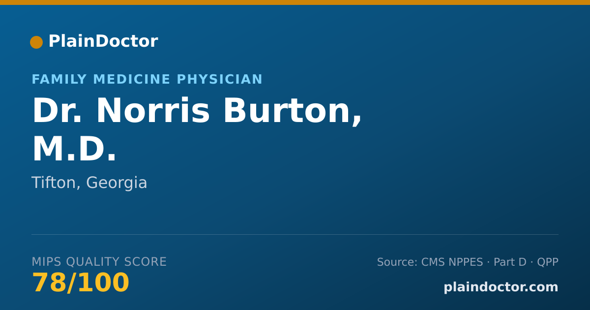 Shareable card for Norris Burton, M.D. - Family Medicine Physician, Tifton, GA