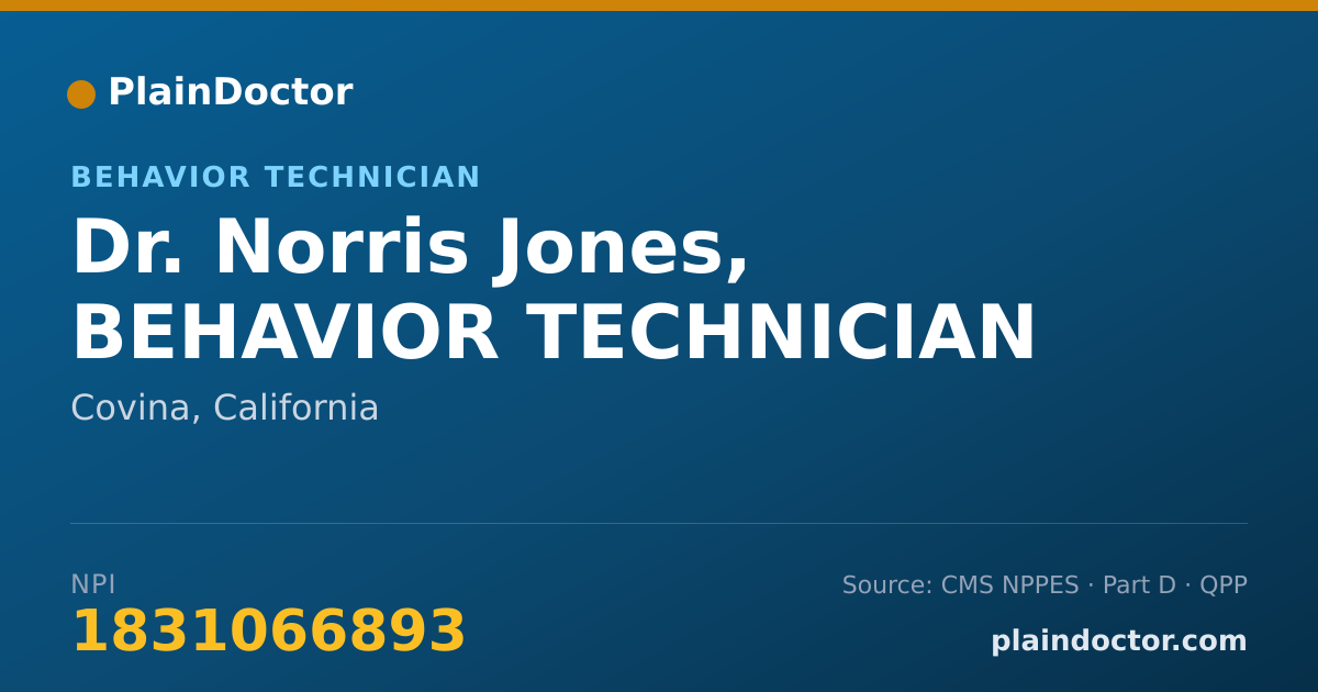 Shareable card for Norris Jones, BEHAVIOR TECHNICIAN - Behavior Technician, Covina, CA