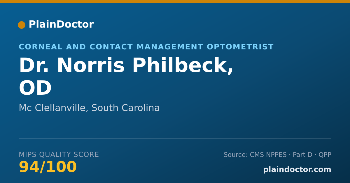 Shareable card for Norris Philbeck, OD - Corneal and Contact Management Optometrist, Mc Clellanville, SC