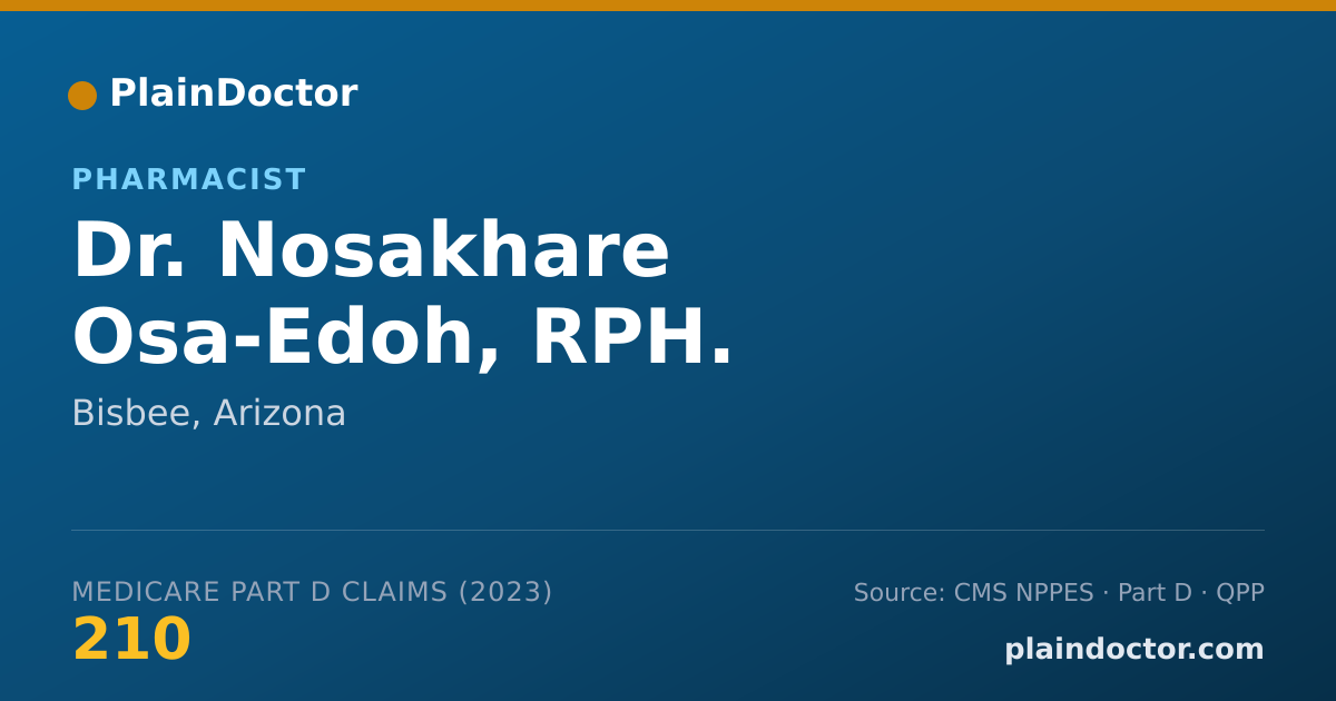Shareable card for Nosakhare Osa-Edoh, RPH. - Pharmacist, Bisbee, AZ