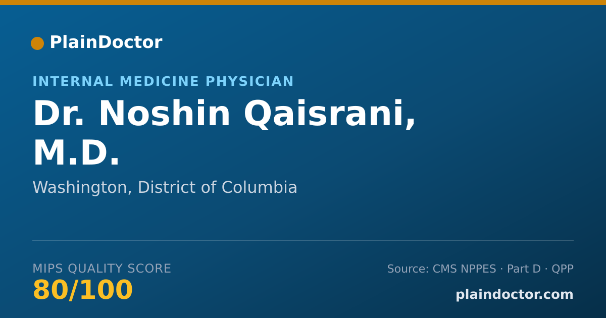 Shareable card for Noshin Qaisrani, M.D. - Internal Medicine Physician, Washington, DC