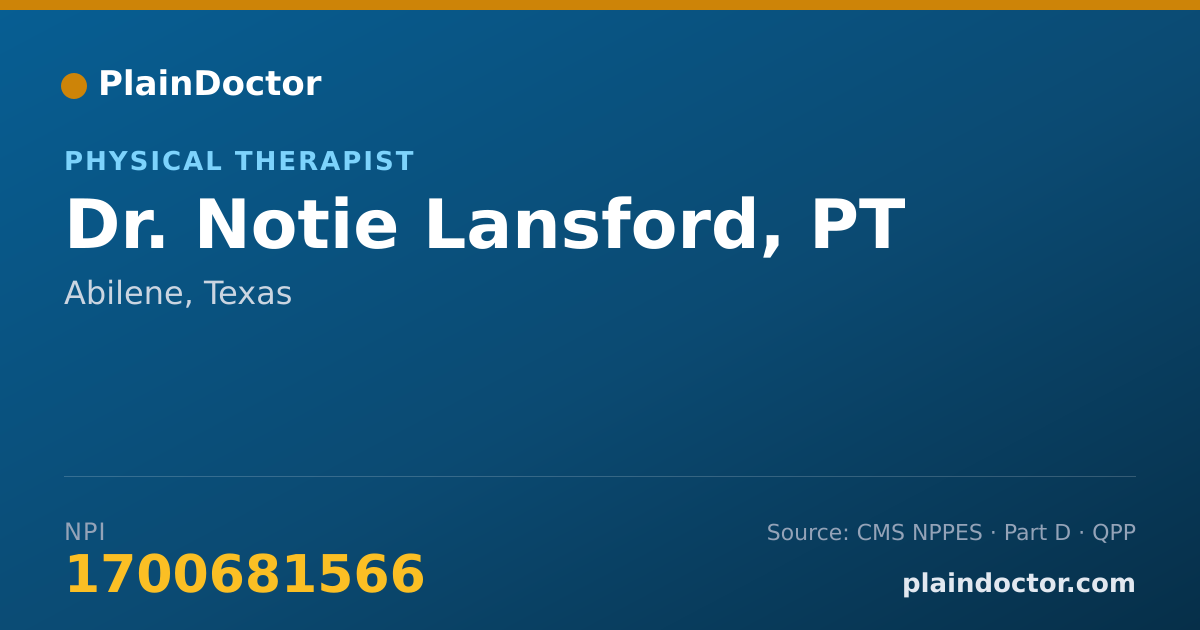 Shareable card for Notie Lansford, PT - Physical Therapist, Abilene, TX