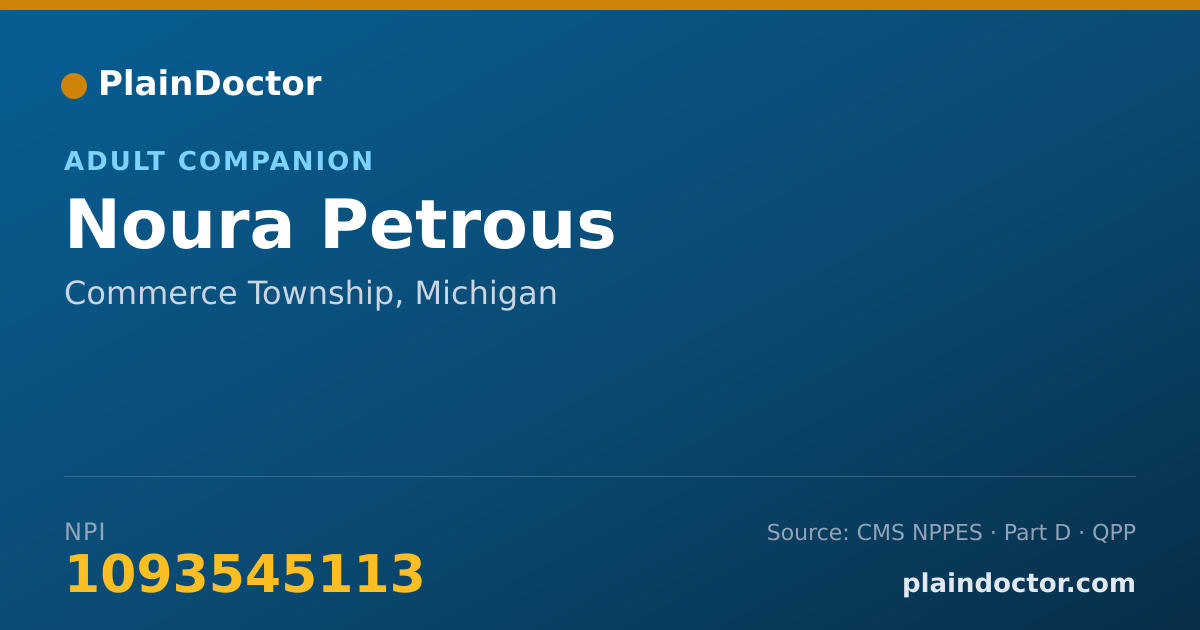 Shareable card for Noura Petrous - Adult Companion, Commerce Township, MI