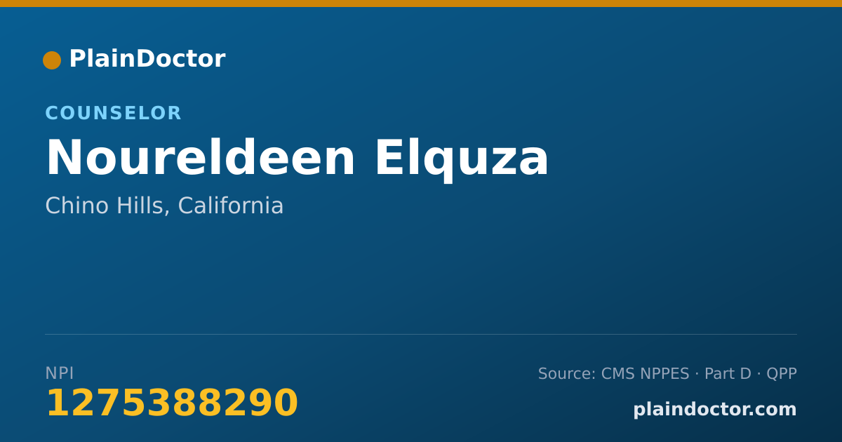 Shareable card for Noureldeen Elquza - Counselor, Chino Hills, CA