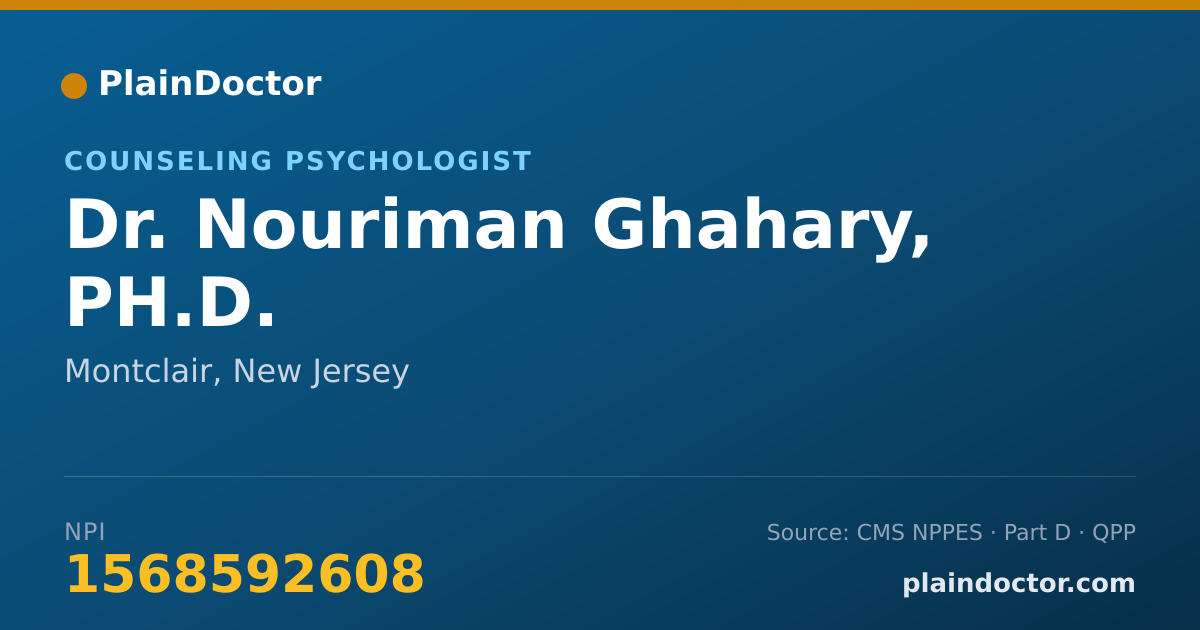 Shareable card for Nouriman Ghahary, PH.D. - Counseling Psychologist, Montclair, NJ