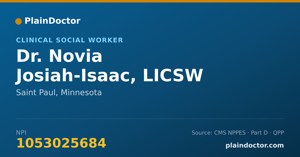 Shareable card for Novia Josiah-Isaac, LICSW - Clinical Social Worker, Saint Paul, MN