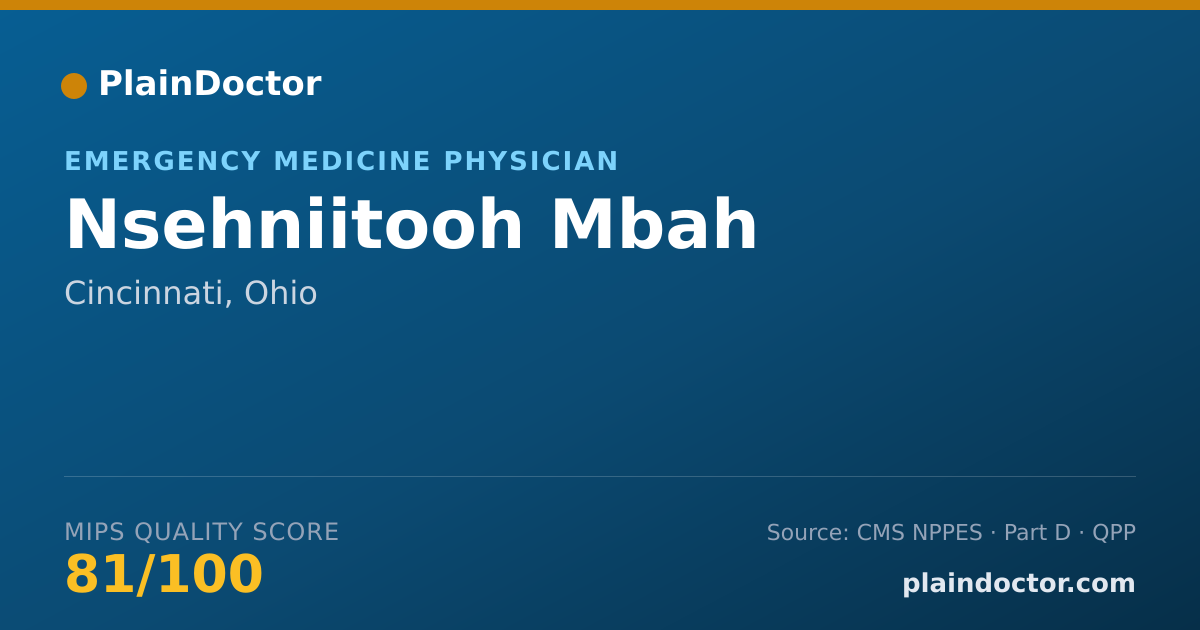 Shareable card for Nsehniitooh Mbah - Emergency Medicine Physician, Cincinnati, OH