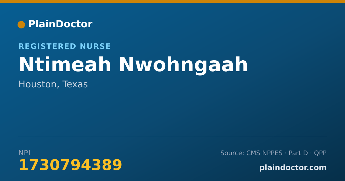 Shareable card for Ntimeah Nwohngaah - Registered Nurse, Houston, TX