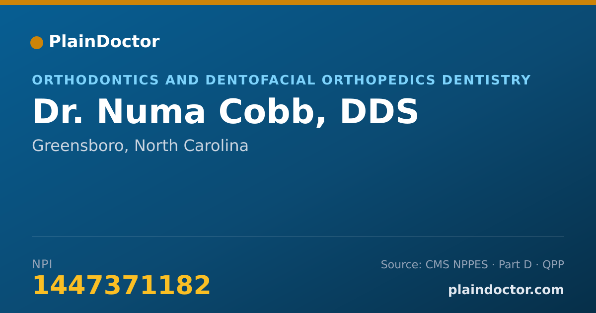 Shareable card for Numa Cobb, DDS - Orthodontics and Dentofacial Orthopedics Dentistry, Greensboro, NC