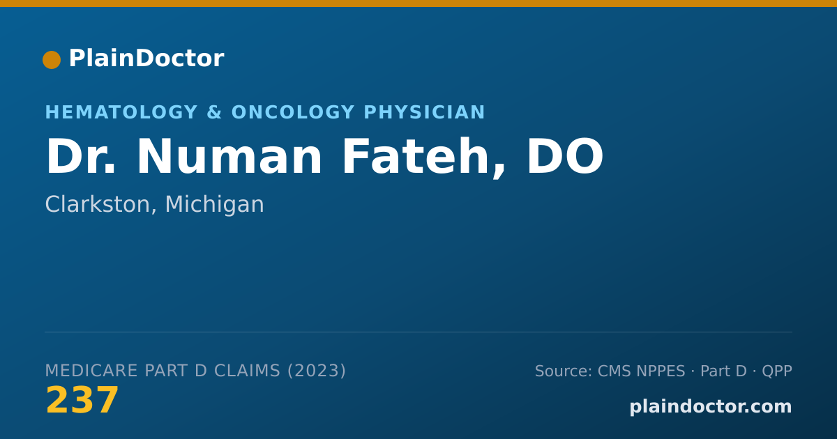 Shareable card for Numan Fateh, DO - Hematology & Oncology Physician, Clarkston, MI