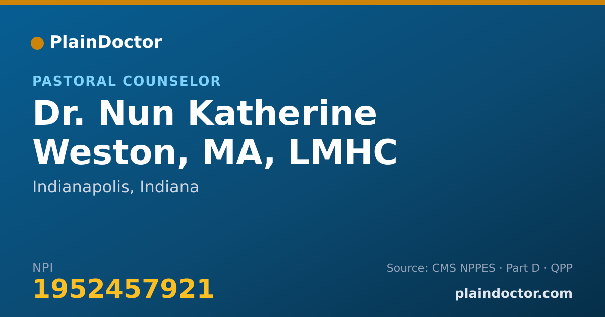 Shareable card for Nun Katherine Weston, MA, LMHC - Pastoral Counselor, Indianapolis, IN
