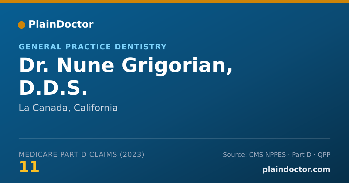 Shareable card for Nune Grigorian, D.D.S. - General Practice Dentistry, La Canada, CA