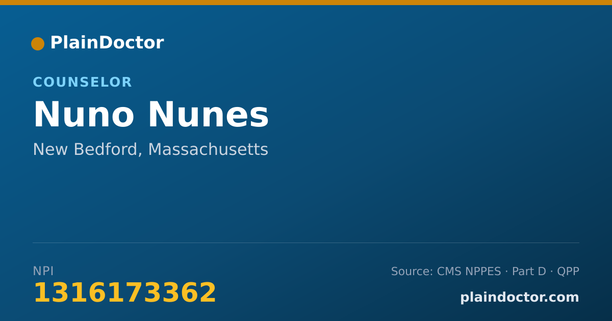 Shareable card for Nuno Nunes - Counselor, New Bedford, MA