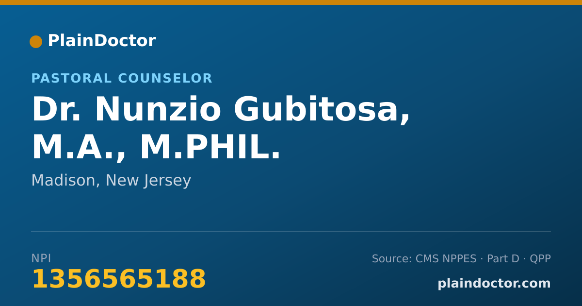 Shareable card for Nunzio Gubitosa, M.A., M.PHIL. - Pastoral Counselor, Madison, NJ