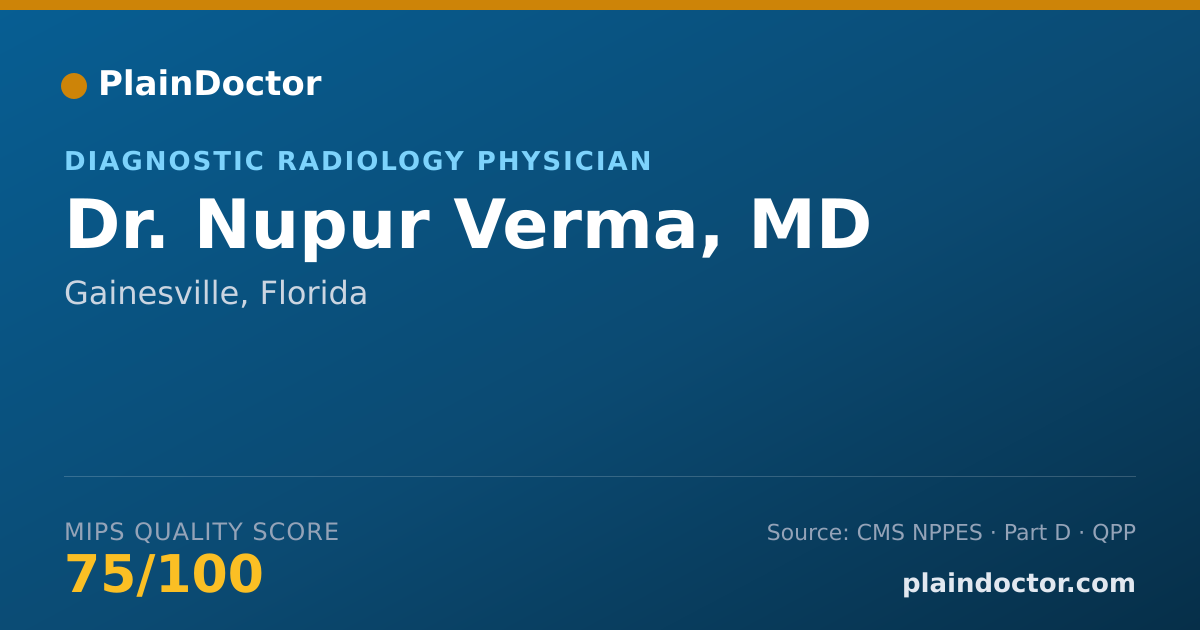 Shareable card for Nupur Verma, MD - Diagnostic Radiology Physician, Gainesville, FL