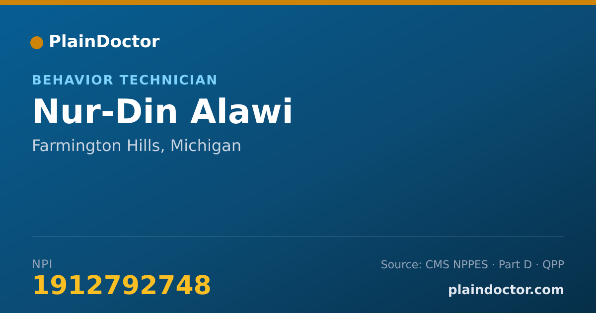 Shareable card for Nur-Din Alawi - Behavior Technician, Farmington Hills, MI