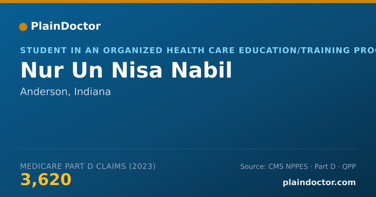 Shareable card for Nur Un Nisa Nabil - Student in an Organized Health Care Education/Training Program, Anderson, IN