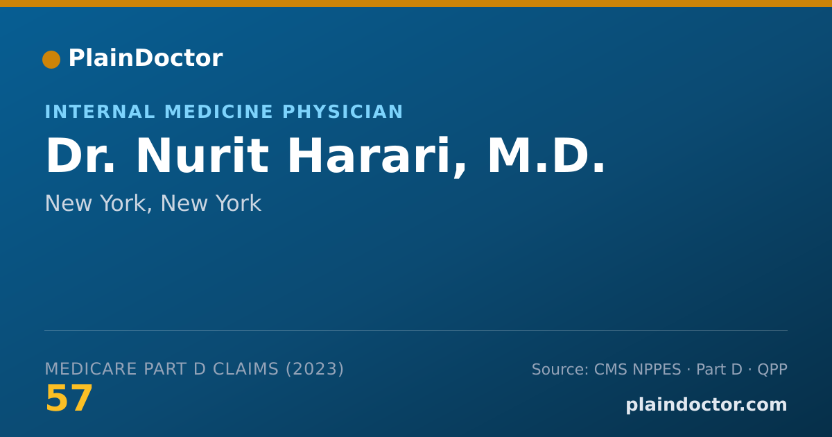 Shareable card for Nurit Harari, M.D. - Internal Medicine Physician, New York, NY