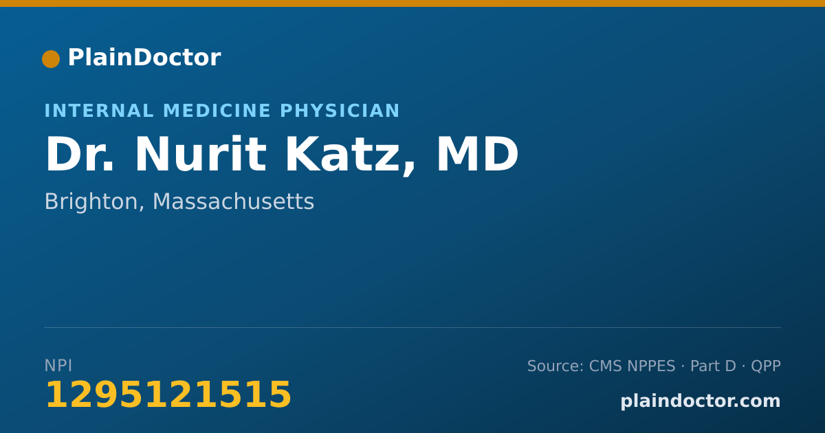 Shareable card for Nurit Katz, MD - Internal Medicine Physician, Brighton, MA