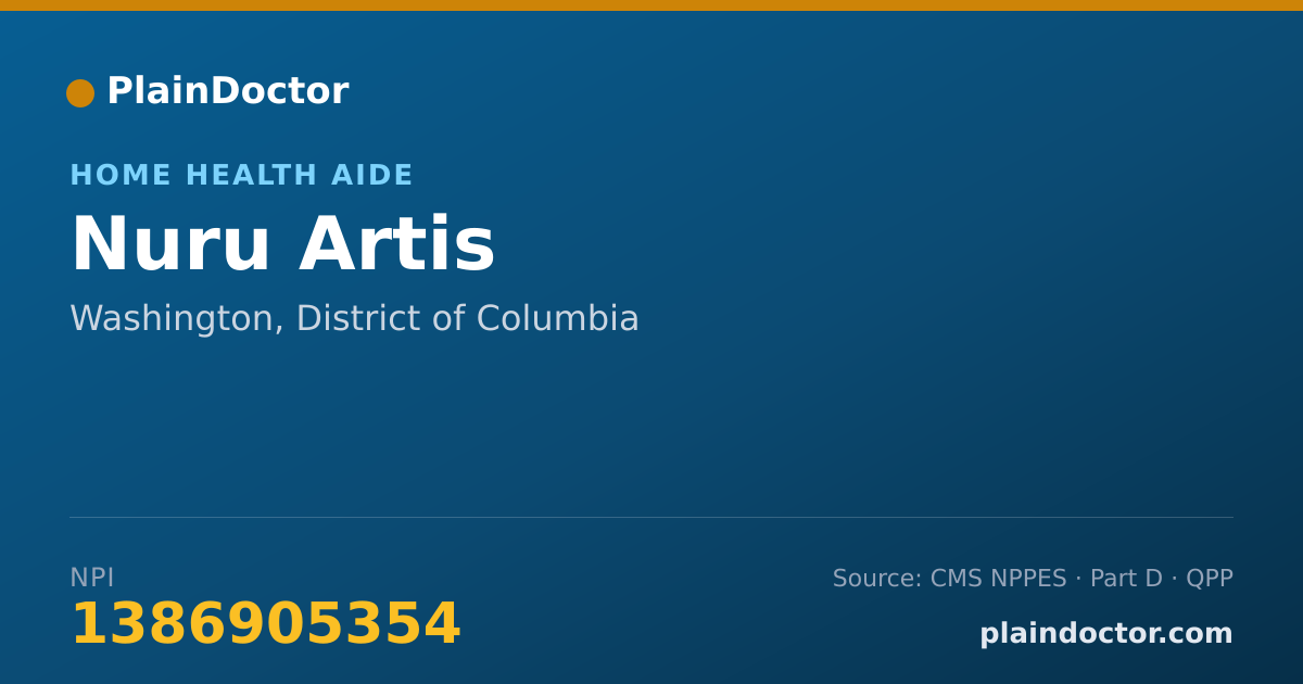 Shareable card for Nuru Artis - Home Health Aide, Washington, DC