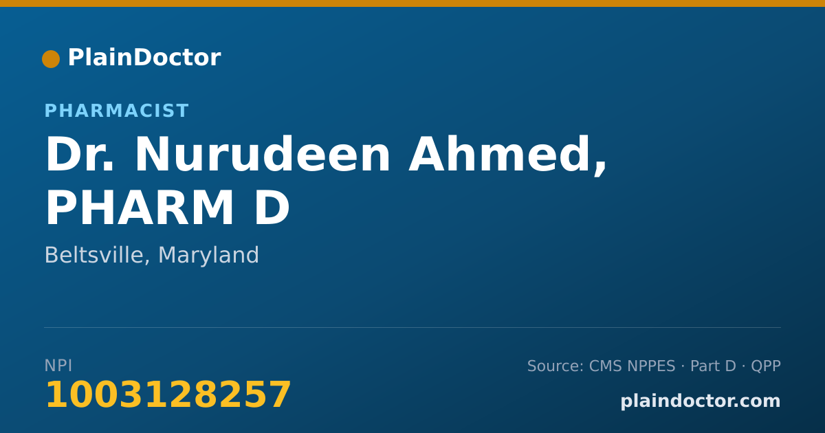 Shareable card for Nurudeen Ahmed, PHARM D - Pharmacist, Beltsville, MD