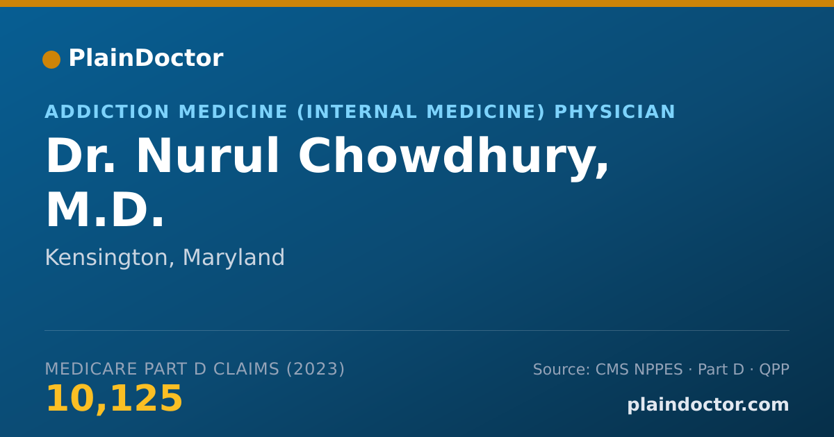 Shareable card for Nurul Chowdhury, M.D. - Addiction Medicine (Internal Medicine) Physician, Kensington, MD