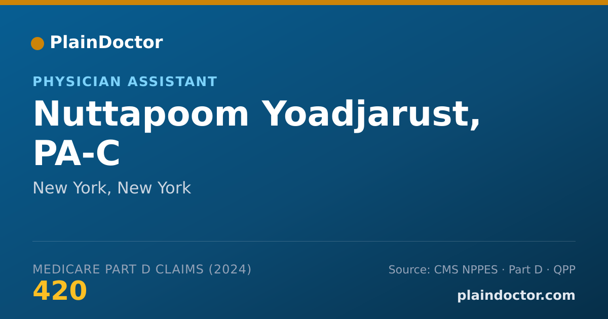Shareable card for Nuttapoom Yoadjarust, PA-C - Physician Assistant, New York, NY