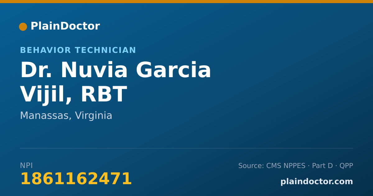 Shareable card for Nuvia Garcia Vijil, RBT - Behavior Technician, Manassas, VA