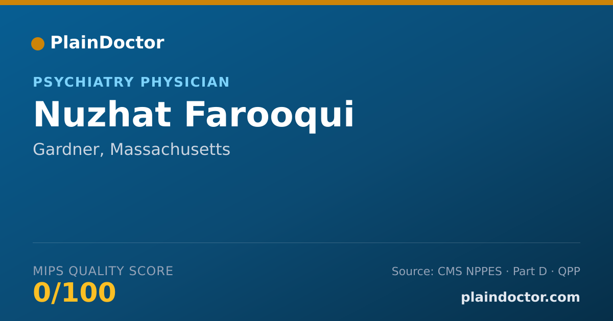 Shareable card for Nuzhat Farooqui - Psychiatry Physician, Gardner, MA