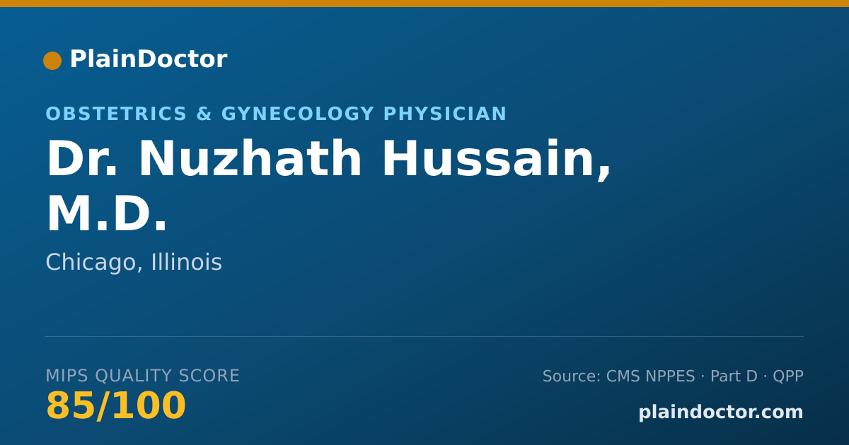 Shareable card for Nuzhath Hussain, M.D. - Obstetrics & Gynecology Physician, Chicago, IL