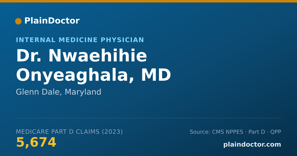 Shareable card for Nwaehihie Onyeaghala, MD - Internal Medicine Physician, Glenn Dale, MD