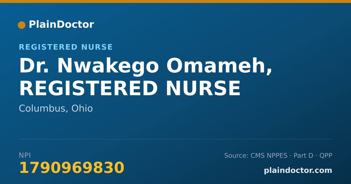 Shareable card for Nwakego Omameh, REGISTERED NURSE - Registered Nurse, Columbus, OH