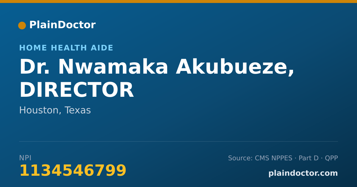 Shareable card for Nwamaka Akubueze, DIRECTOR - Home Health Aide, Houston, TX