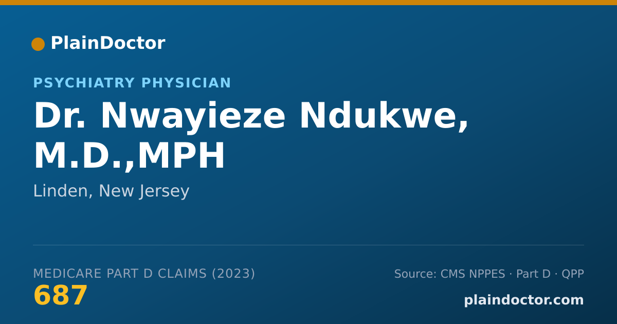 Shareable card for Nwayieze Ndukwe, M.D.,MPH - Psychiatry Physician, Linden, NJ