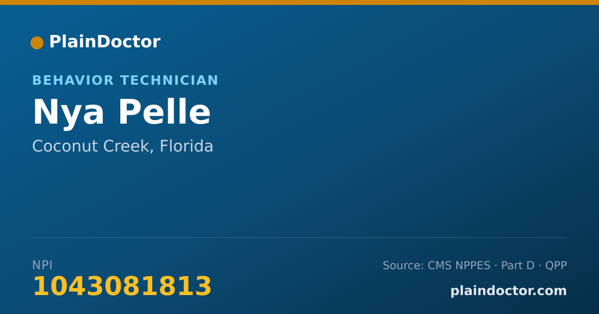 Shareable card for Nya Pelle - Behavior Technician, Coconut Creek, FL