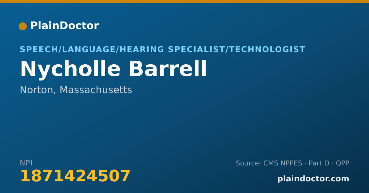 Shareable card for Nycholle Barrell - Speech/Language/Hearing Specialist/Technologist, Norton, MA
