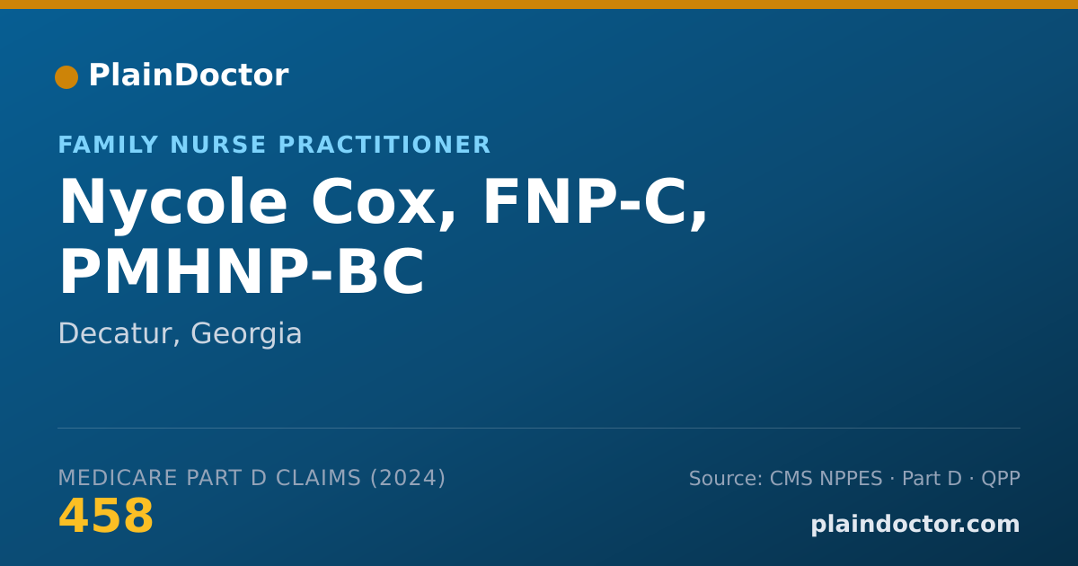 Shareable card for Nycole Cox, FNP-C, PMHNP-BC - Family Nurse Practitioner, Decatur, GA