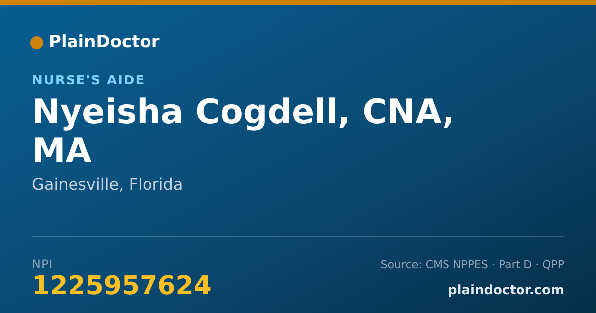 Shareable card for Nyeisha Cogdell, CNA, MA - Nurse's Aide, Gainesville, FL