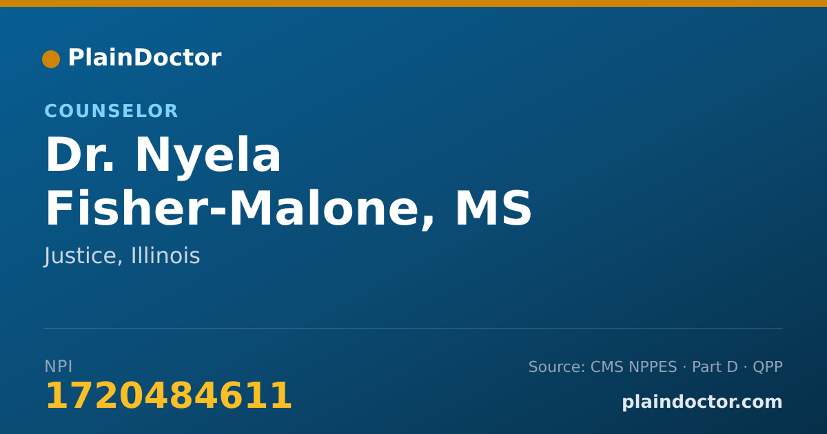 Shareable card for Nyela Fisher-Malone, MS - Counselor, Justice, IL