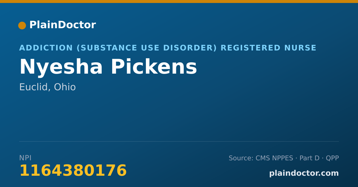 Shareable card for Nyesha Pickens - Addiction (Substance Use Disorder) Registered Nurse, Euclid, OH