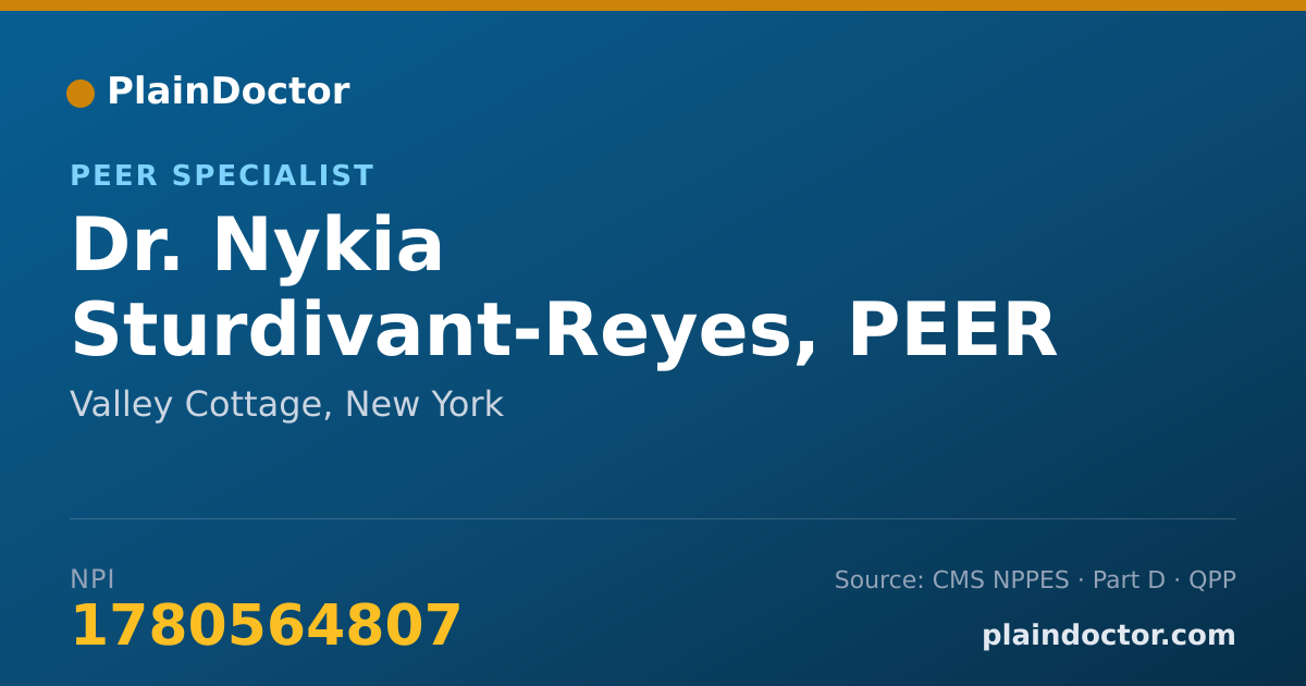 Shareable card for Nykia Sturdivant-Reyes, PEER - Peer Specialist, Valley Cottage, NY